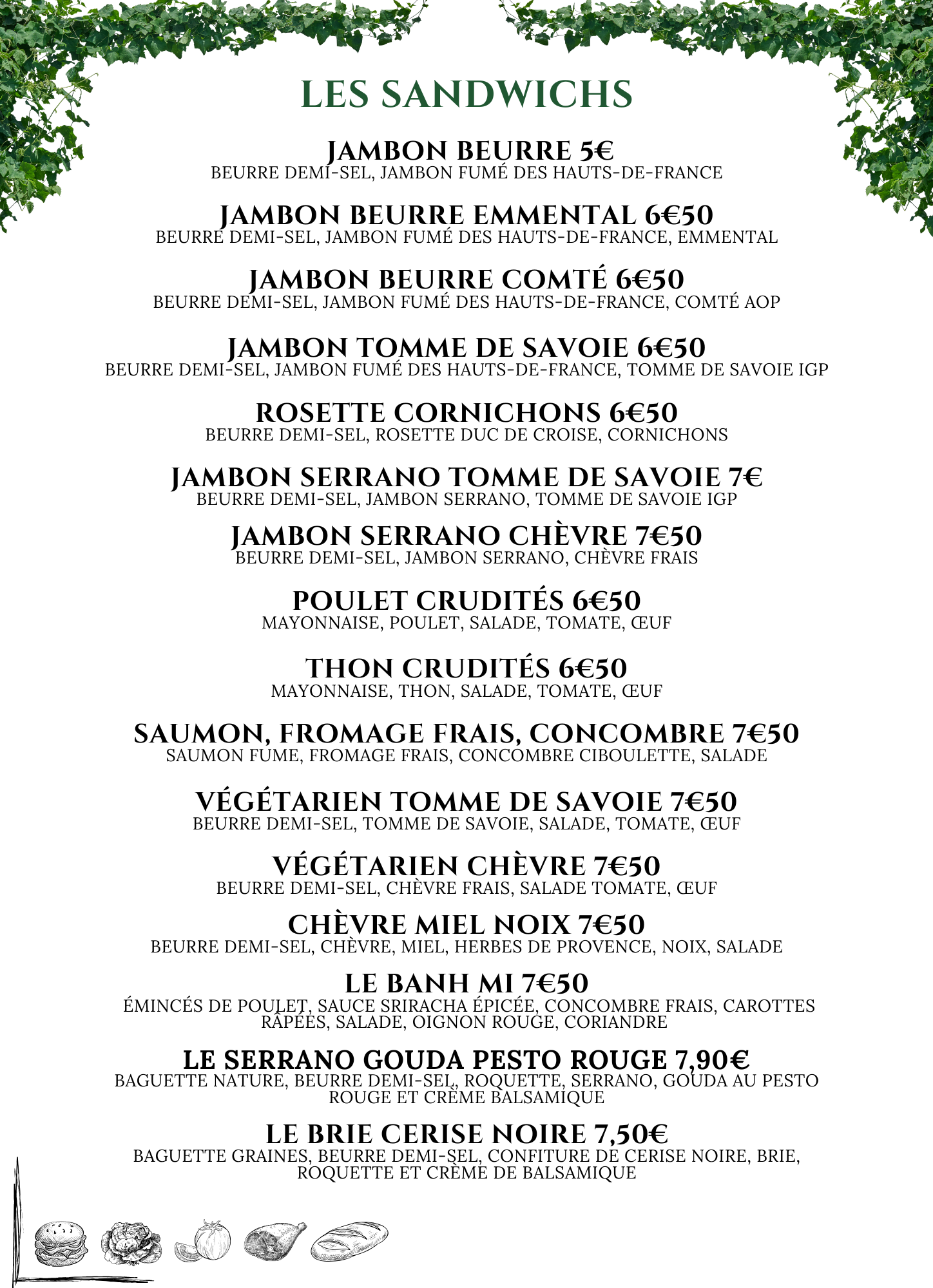 Menu Daniel - Sandwicherie Artisanale