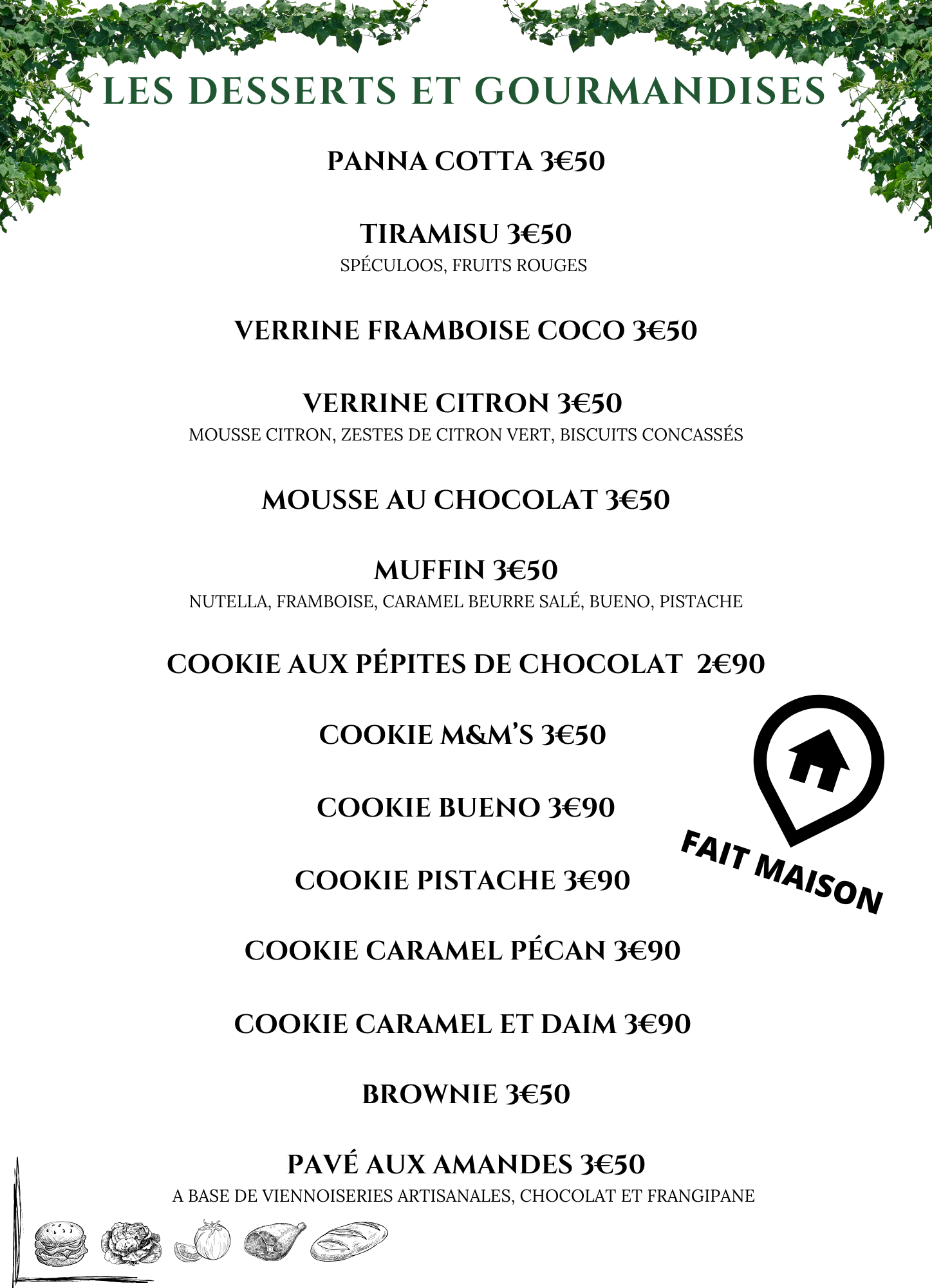 Menu Daniel - Sandwicherie Artisanale