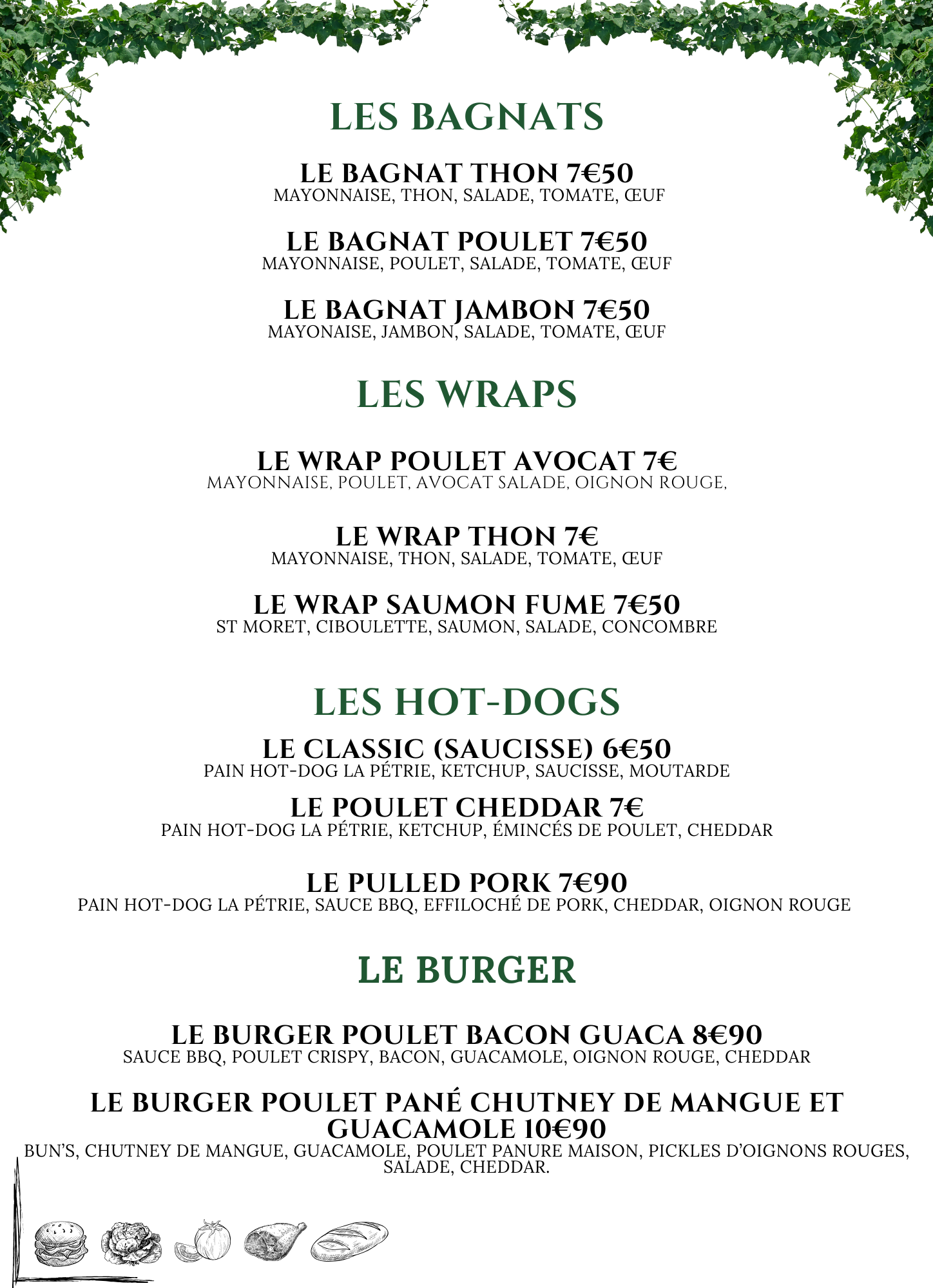 Menu Daniel - Sandwicherie Artisanale