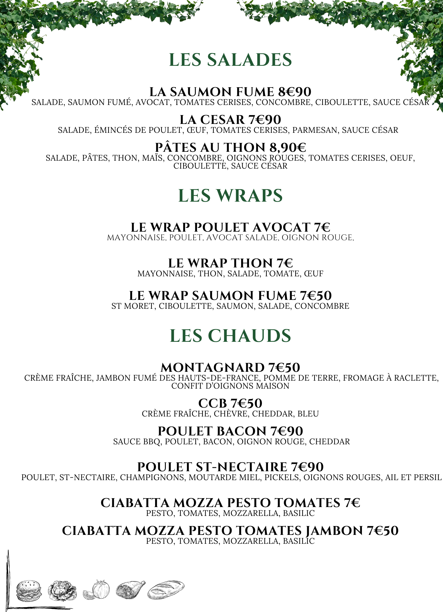 Menu Daniel - Sandwicherie Artisanale